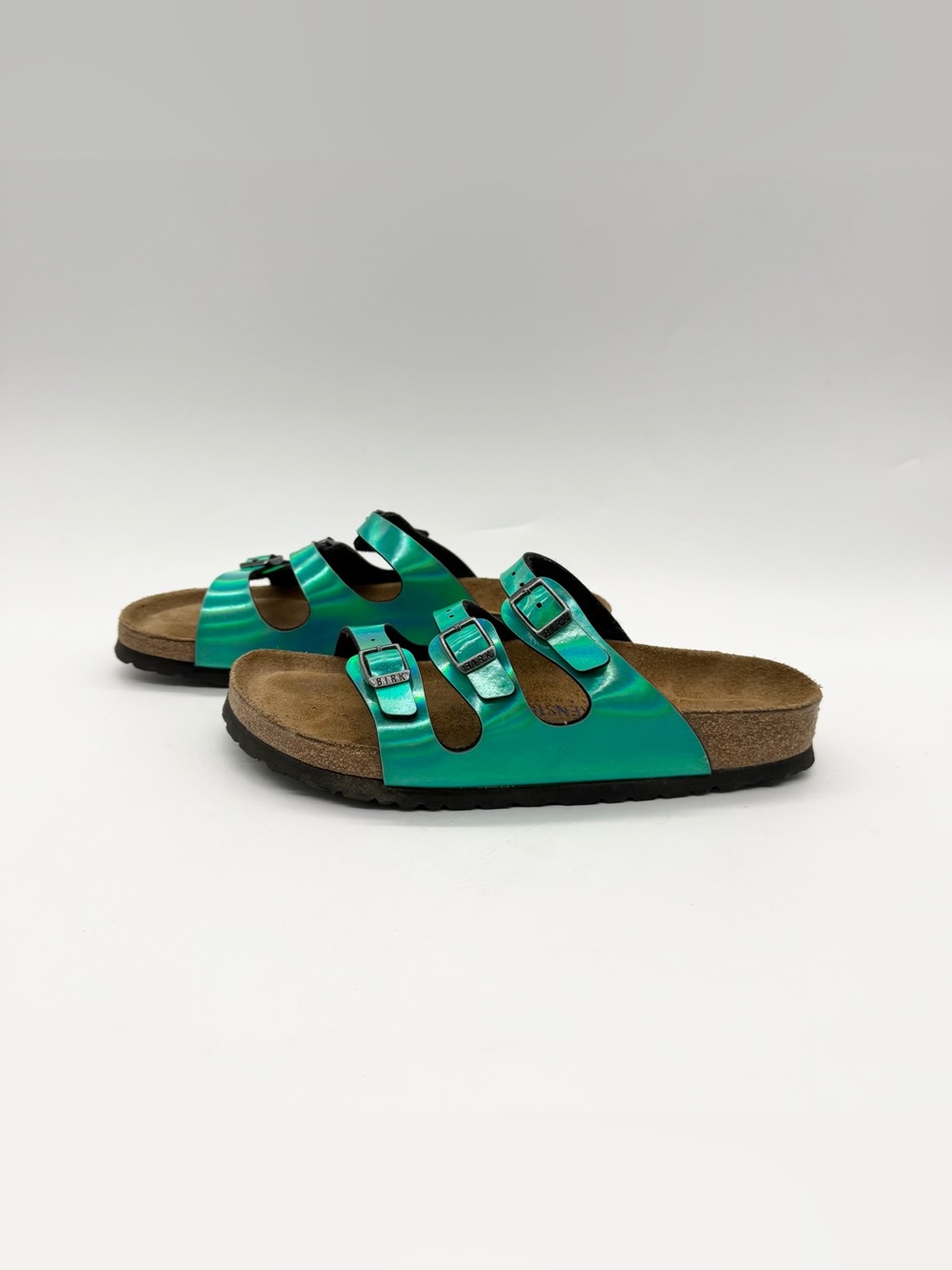 Birkenstock Florida Green Iridescent Birko Flor Soft Footbed Regular Select 38